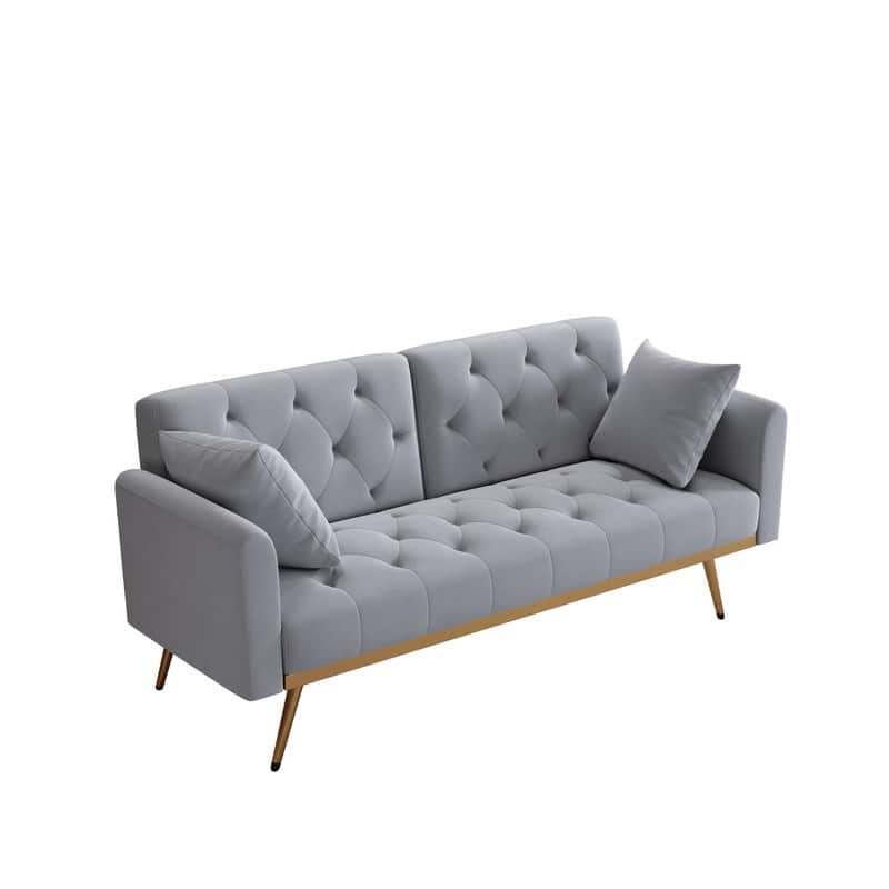 Sofa Bed 68.3" Velvet Tufted Back Convertible Sofa
