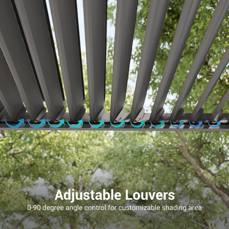 BONOSUKI Outdoor Louvered Pergola with Aluminum Frame for Modern Patio Living
