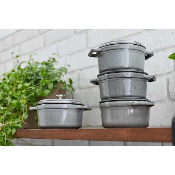 Staub 14cm / 0.75 qt Cast Iron Round Cocotte Pot, Graphite