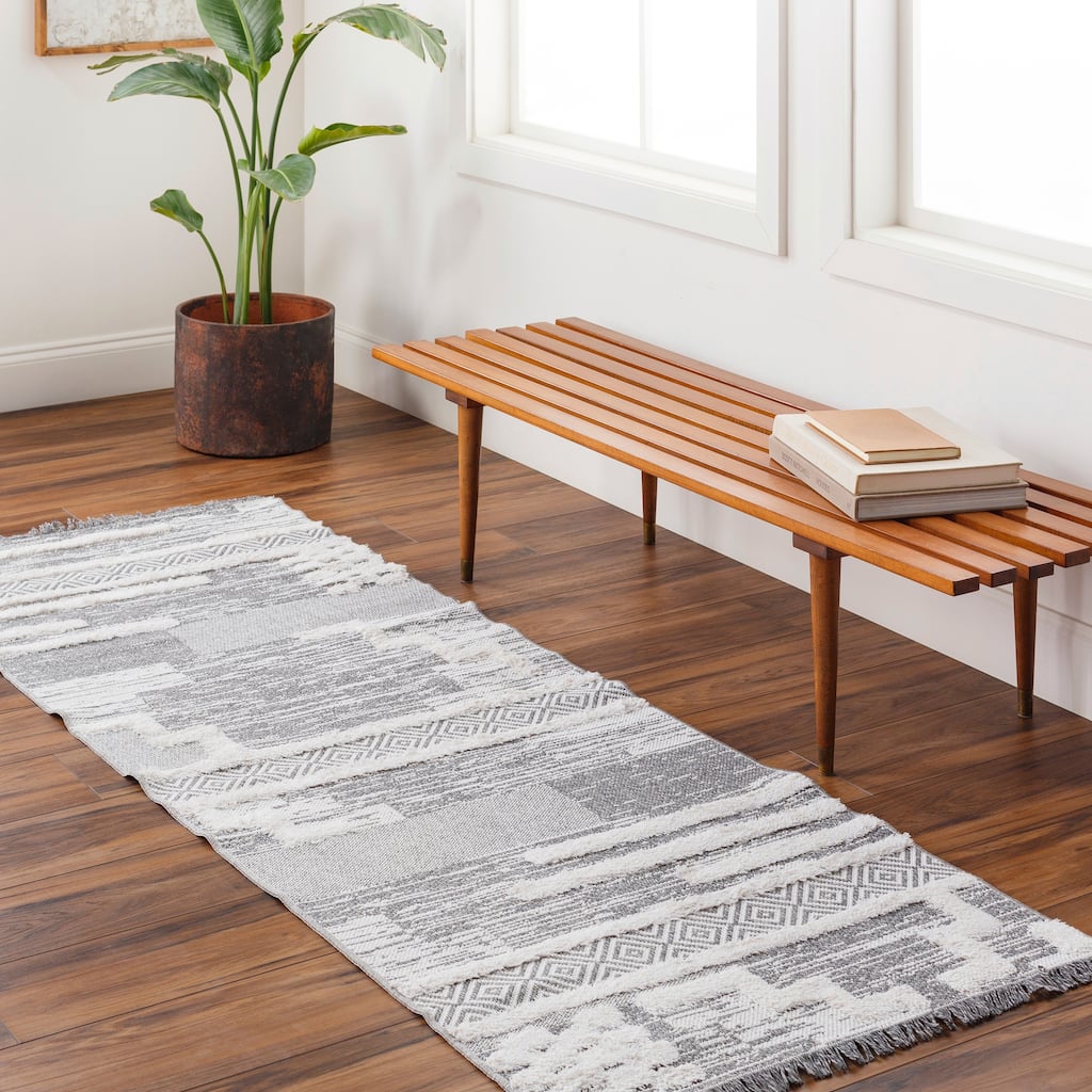 Livabliss Morocotton Striped & Checkered Cotton Area Rug