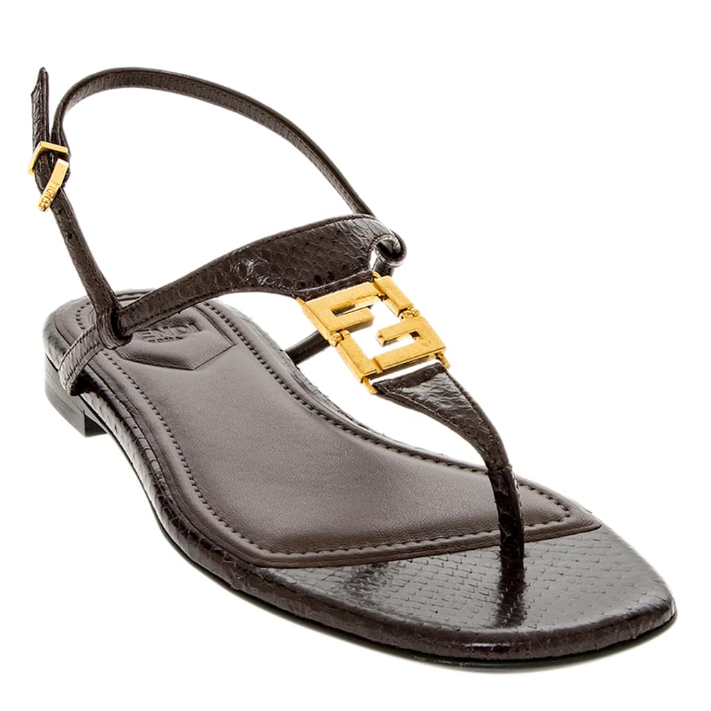 Fendi Snakeskin Embossed Leather Sandals