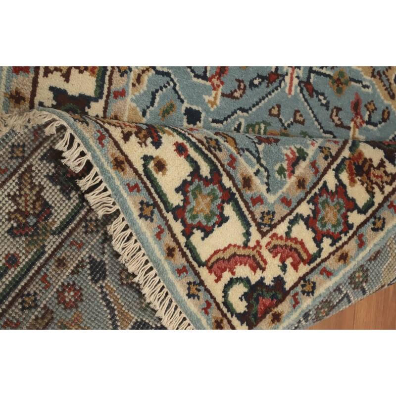 Hand-knotted Transitional Wool Carpet Blue Oushak Rug Floral Oriental Area Rug - 5' 0'' X 2' 10''
