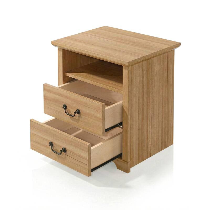 247 Shop At Home Marie 2-Drawer Set of 2 Nightstands with Open Storage Shelf