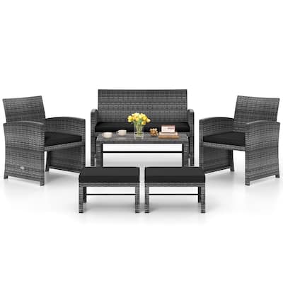 Costway 6PCS Patio Furniture Set Outdoor Sectional Conversation PE - See Details