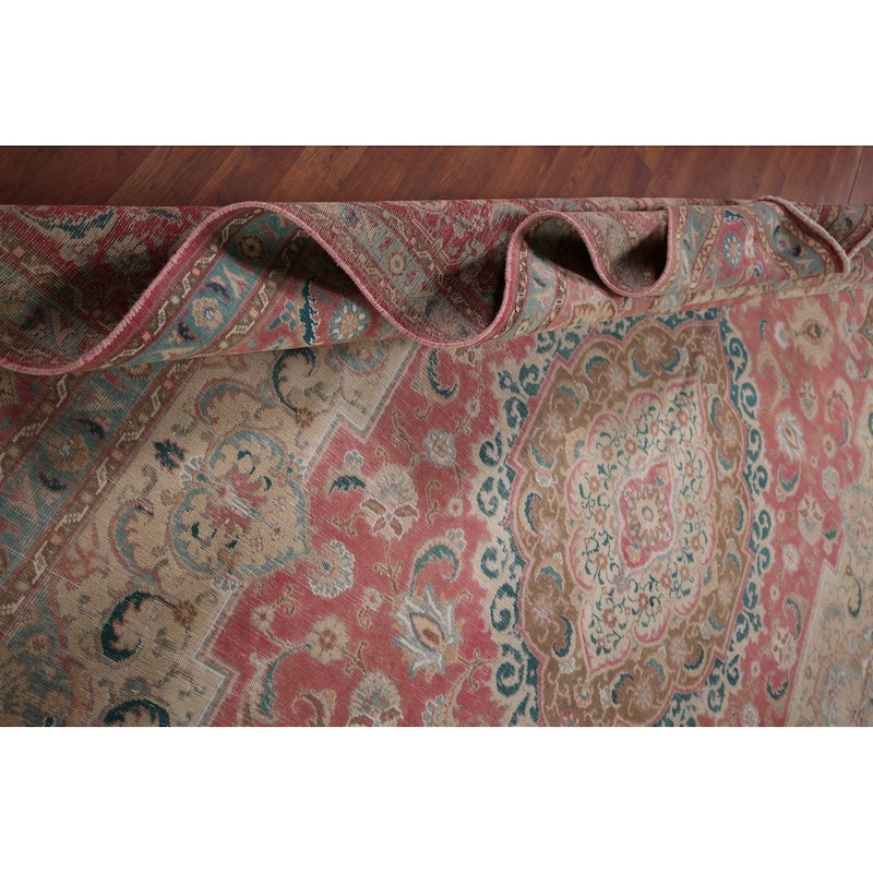 Tabriz Persian Vintage Area Rug Handmade Oriental Wool Carpet - 9'7"x 12'7"
