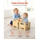 preview thumbnail 2 of 8, Natural Wood Plywood Montessori Table Chair Set with Pattern & Adjustability - 15 x 11.8 x 14.2 in