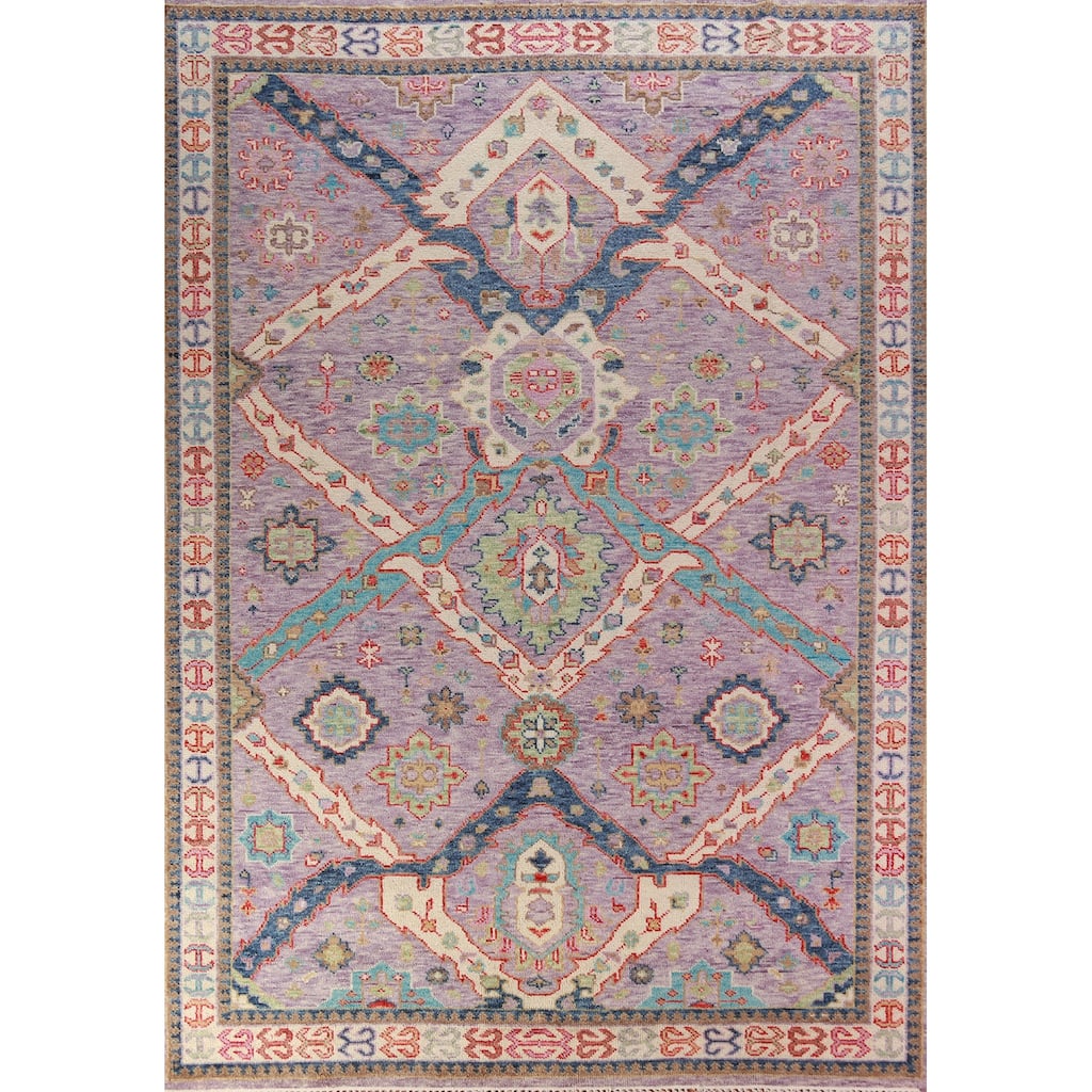 Violet Oushak Oriental Area Rug Handmade Wool Carpet - 8'10" x 11'9"