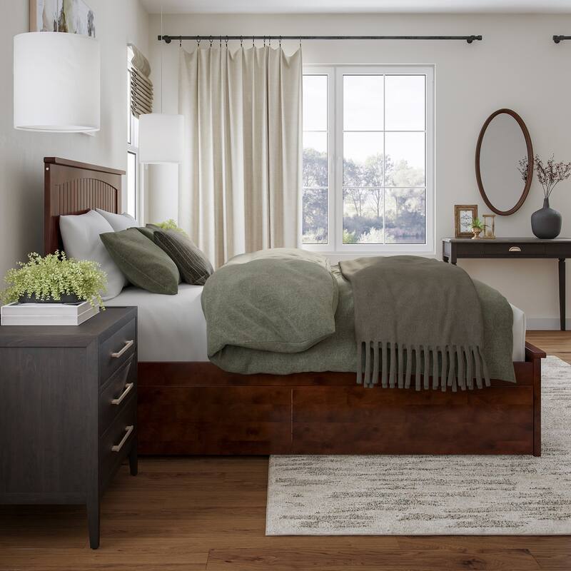 AFI Nantucket Platform Bed with Matching Footboard & Storage Drawers