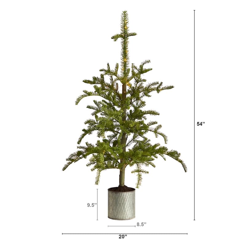 4.5ft. Pre-Lit Christmas Pine Artificial Tree in Decorative Planter - Charming Holiday X-Mas Accent