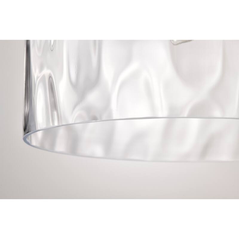 Clear Dimpled Cylindrical Glass Pendant Ceiling Light - 12in