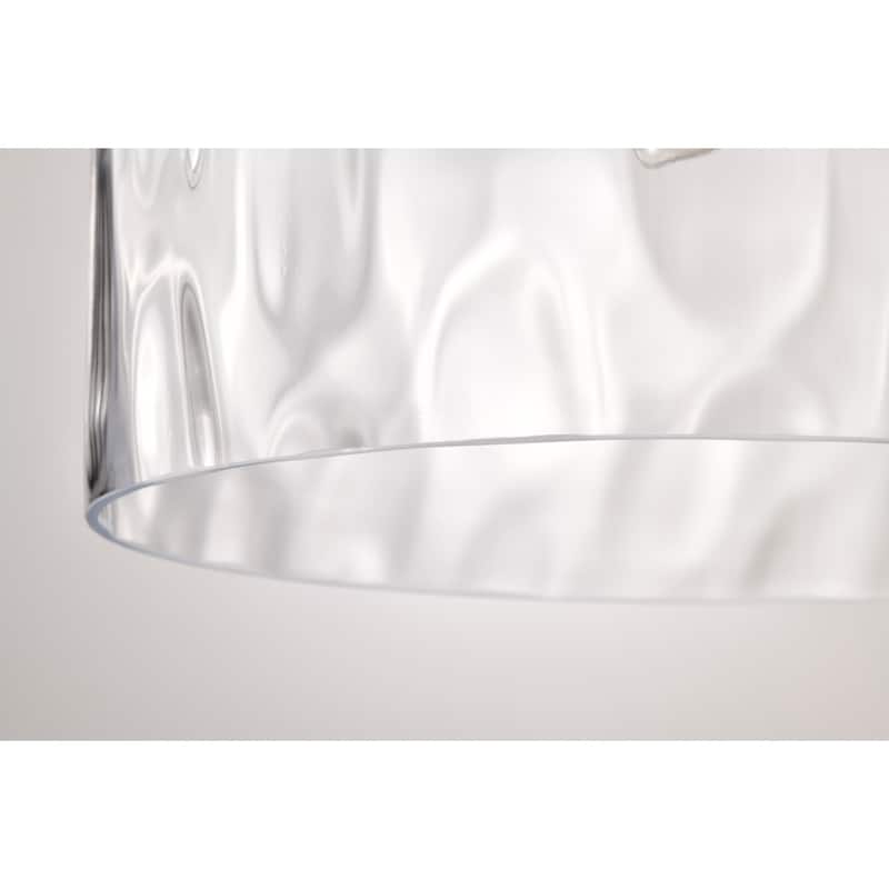 Daelan Powdered Chrome Pendant Light with Dimpled Clear Glass Bell Shade - Powdered-Chrome