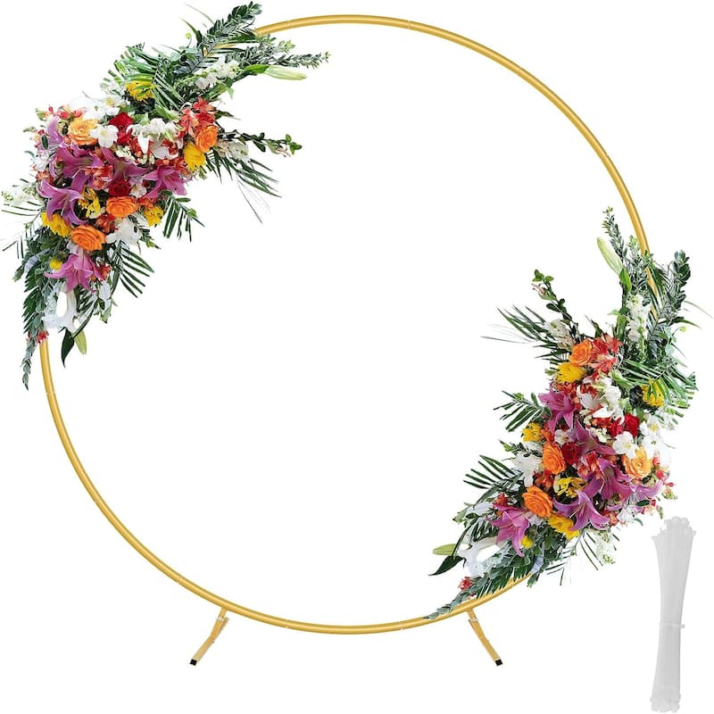 Round Backdrop Stand for Wedding Birthday Party Decoration - Gold - Large