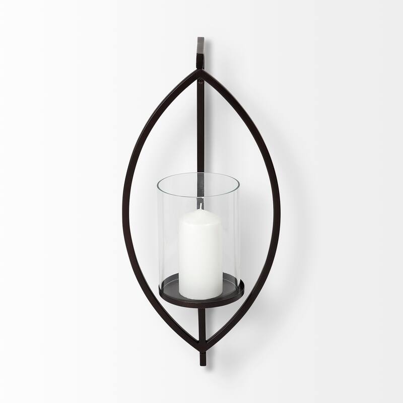 Drax Black Metal Wall Candle Holder - 11.5L x 5.5W x 22.0H
