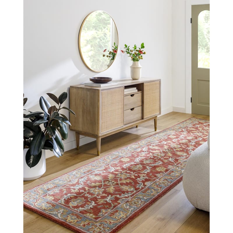 Livabliss Caesar Hand Tufted Traditional Border Wool Area Rug - 2' x 3' - Rust/Grey