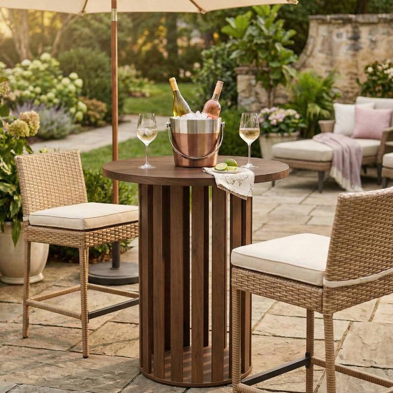 37.4 Inch High Round Bar Table, Bistro Pub Table for Home Bar, Dining Room, Party, Cocktail, Living Room