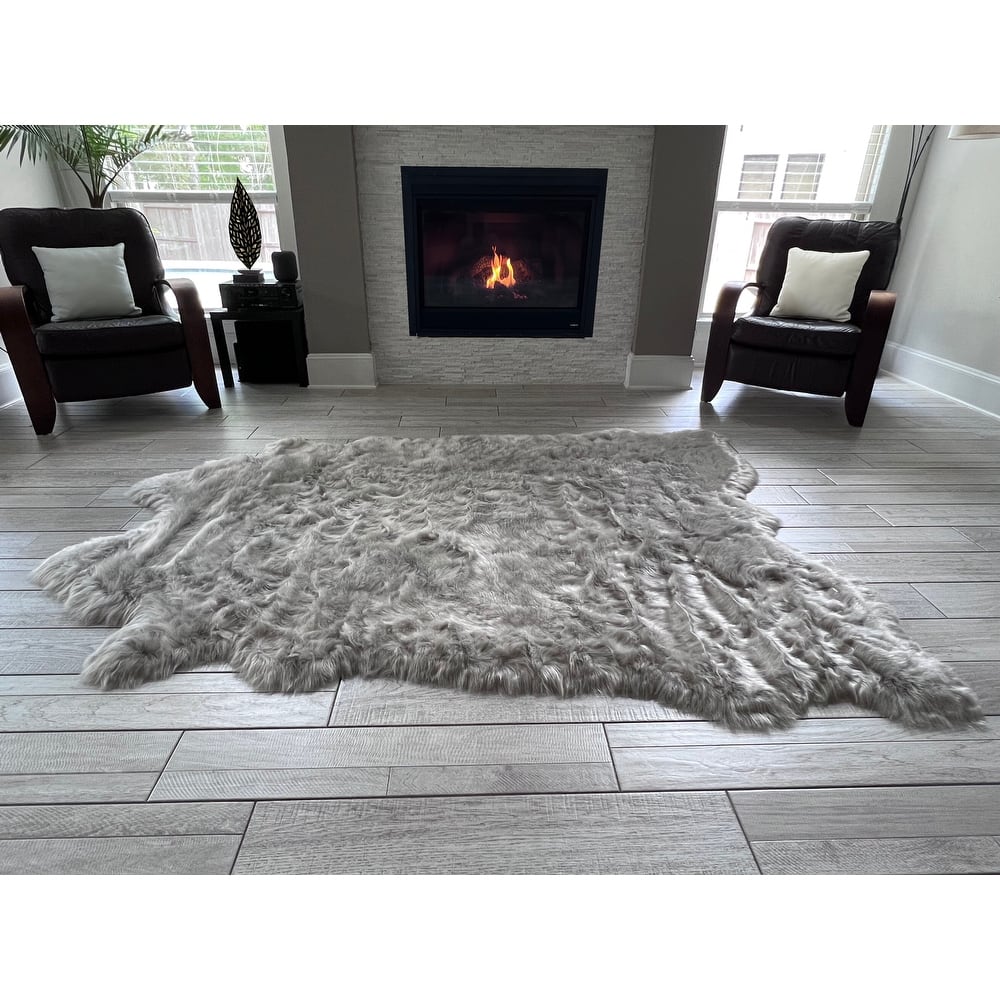 Silver Orchid Luxurious Faux Bison Skin Shag Rug