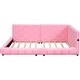 preview thumbnail 10 of 8, Full Size Pink Upholstered Daybed Wood Platform Bed with USB Ports