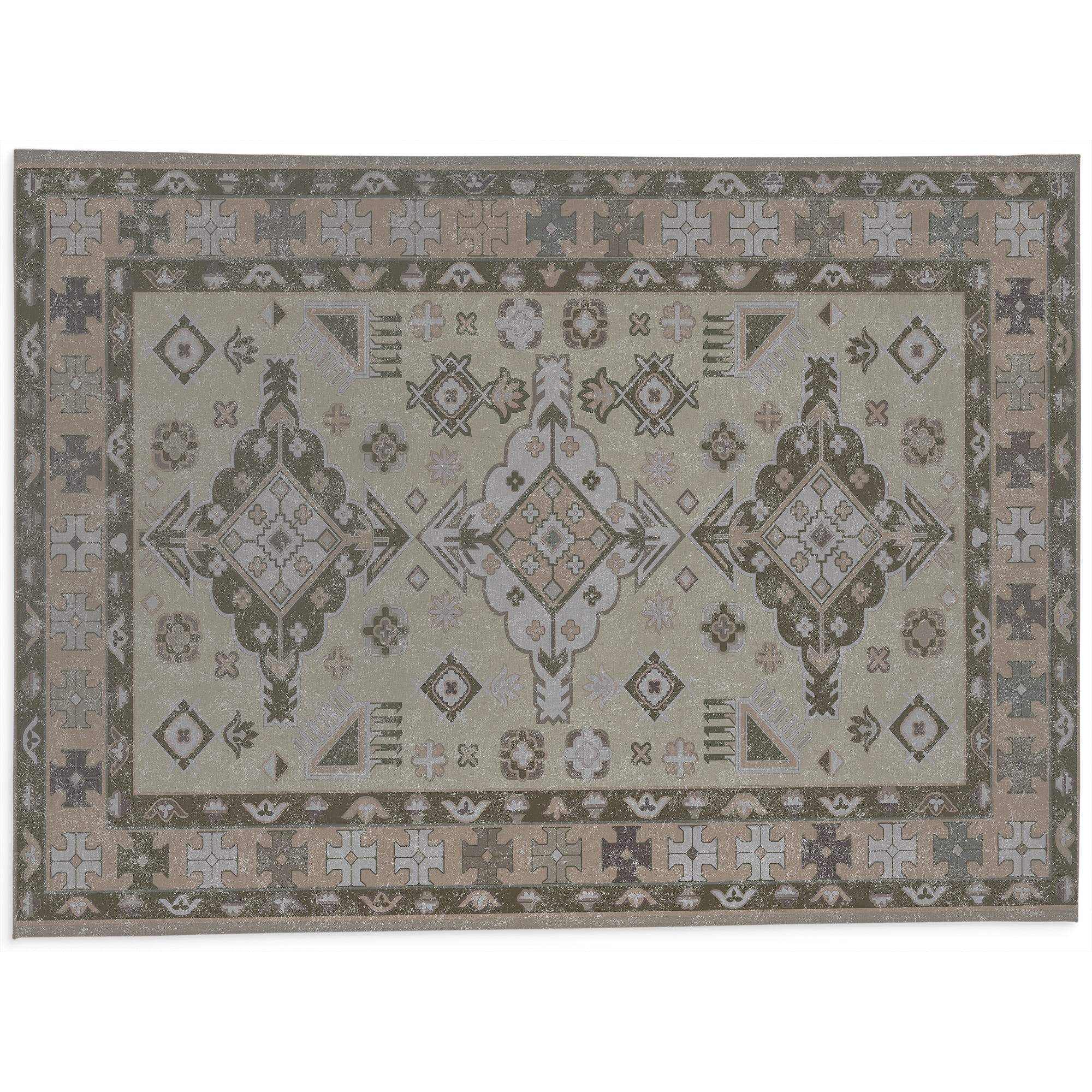 Ombre Border Bath Rug Runner Tan 2' x 5