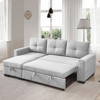 L Shape Pull-Out Sectional Sleeper Sofa Bed Modular Convertible ...