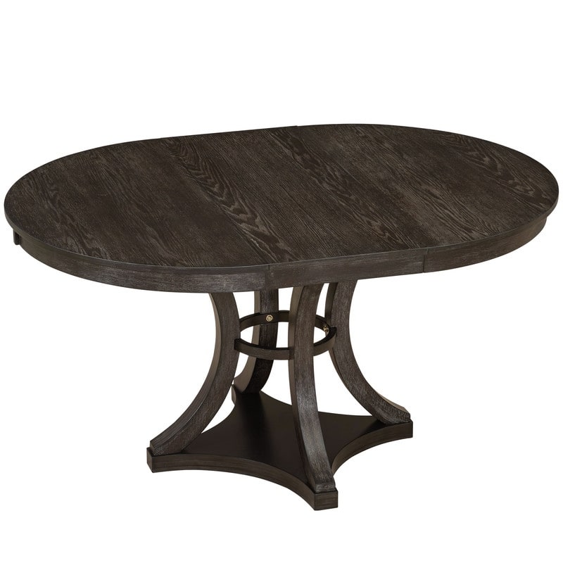 5-Piece Extendable Vintage Dining Set with Round Oak Table and 4 Padded Chairs