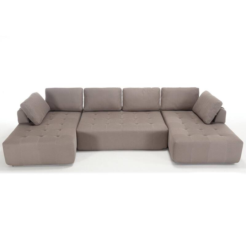 6-Seat Modular Sofa - U-Shaped Couch in Breathable Mesh Fabric for Living Spaces