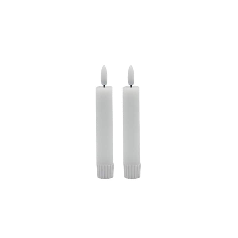 Small 3D Flame LED Taper Candles - 4.25" - Set of 2