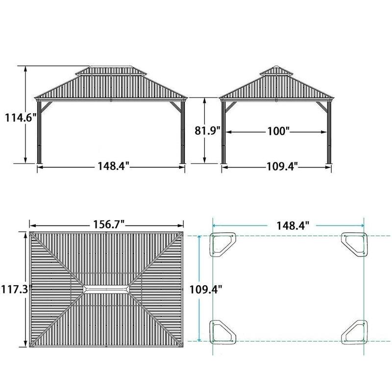 PURPLE LEAF Hardtop Aluminum Gazebo with Curtains and Netting, Double Roof Patio Gazebo