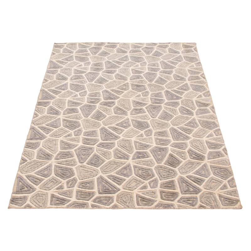 ECARPETGALLERY Hand-knotted Tangier Grey Wool Rug - 5'2 x 8'0