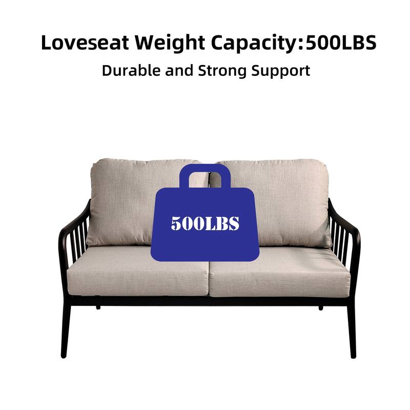 2PC Outdoor Aluminum Patio Furniture Loveseat Sofa Conversation/Chat Set