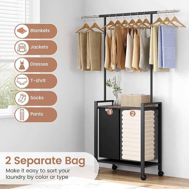1 Set Ironwood Hanging Laundry Basket Black Retro Swatches Bags