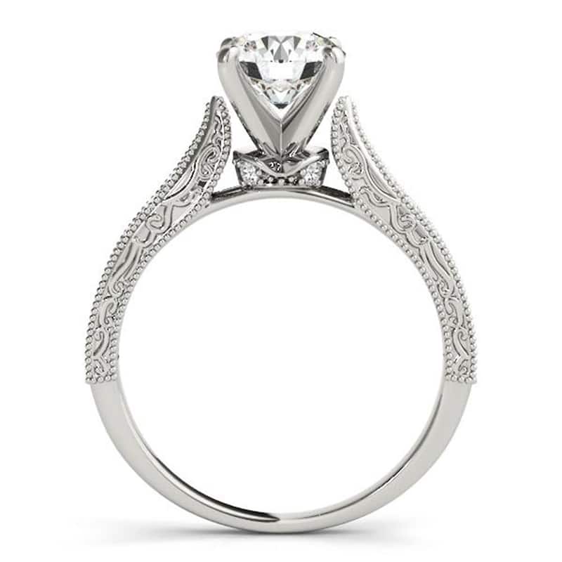 Auriya 14k Gold 3/4ct Vintage Moissanite and Diamond Engagement Ring 1/5ct TW