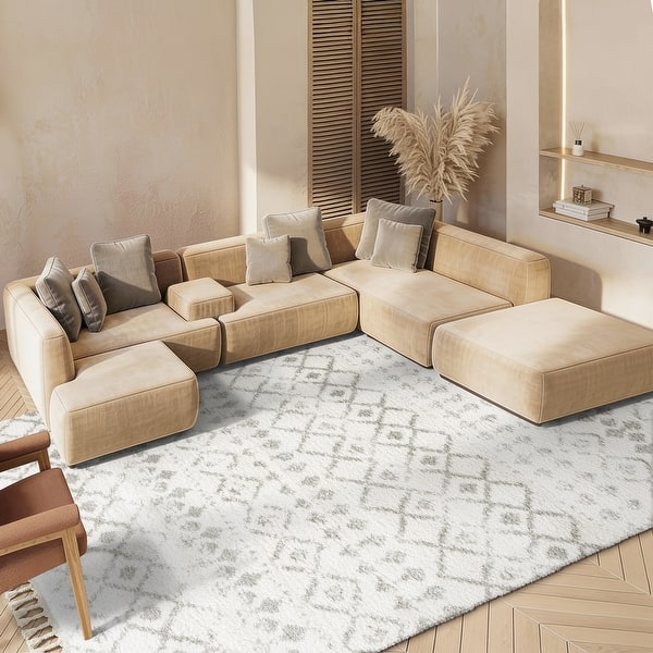 slide 2 of 20, SAFAVIEH Berber Fringe Shag Leatha Trellis Rug - Cream/Dark Grey - 8' x 10'