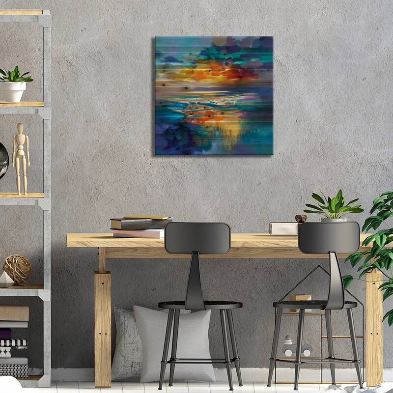 Liquid Cyan Print On Wood by Scott Naismith - Multi-Color