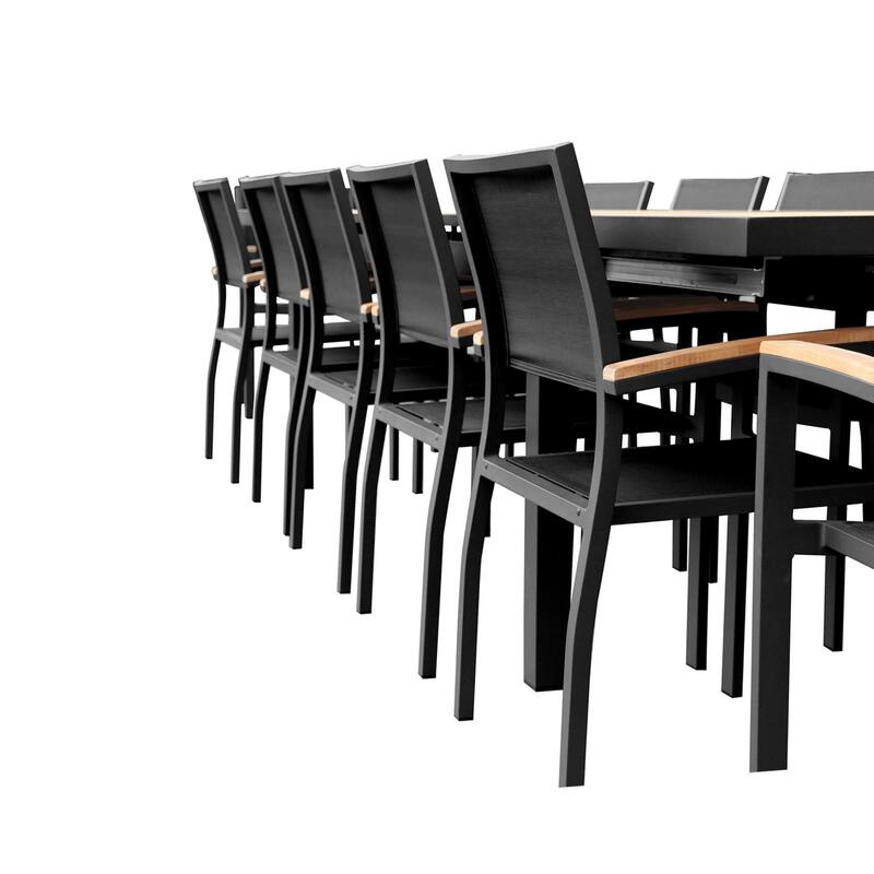 HIGOLD Extendable Outdoor Dining Set, 12-person Teak Patio Furniture