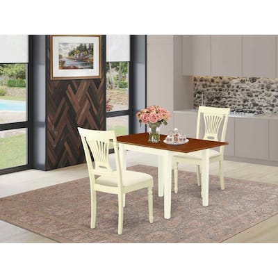 HomeStock 3-Pc Buttermilk and Cherry Finish Solid Wood Top Dining Table Set