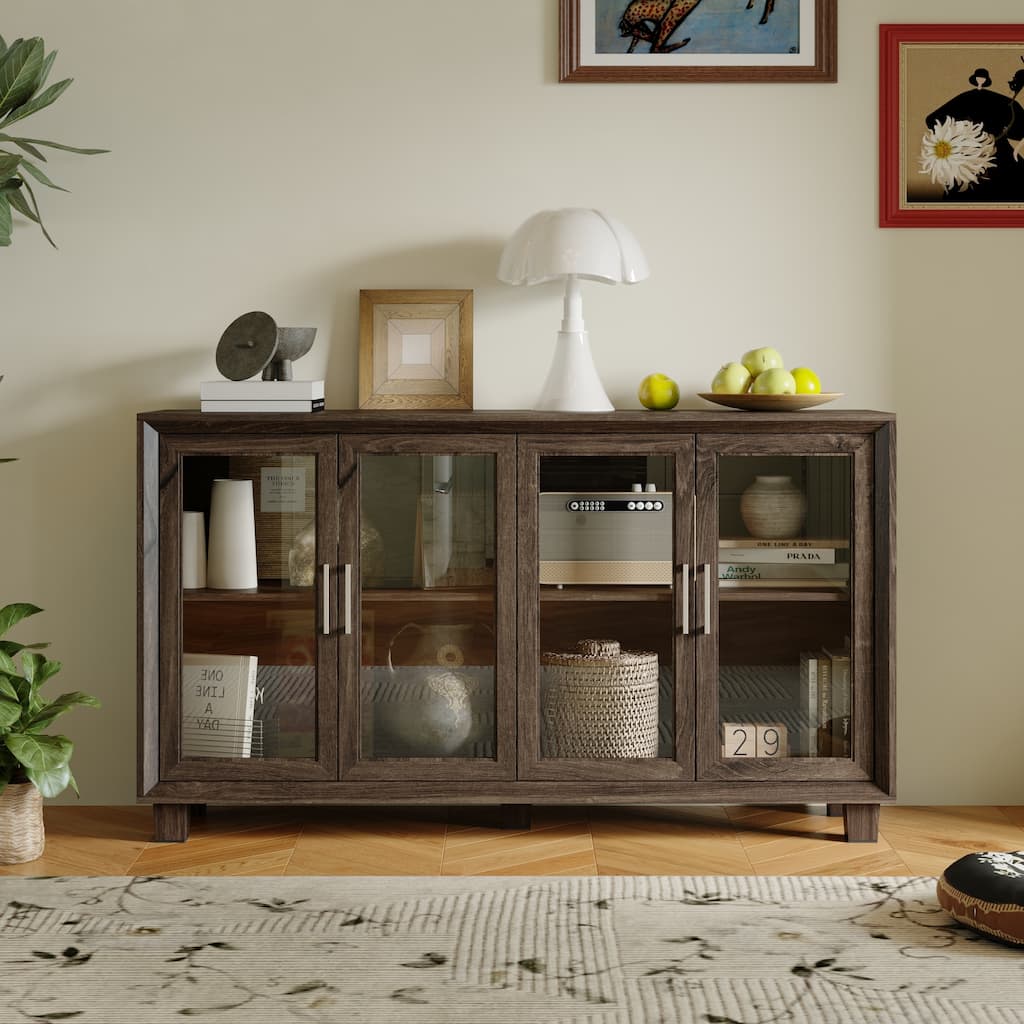 TV Stand for 55 Inch TV Entertainment Center with Doors Media Console