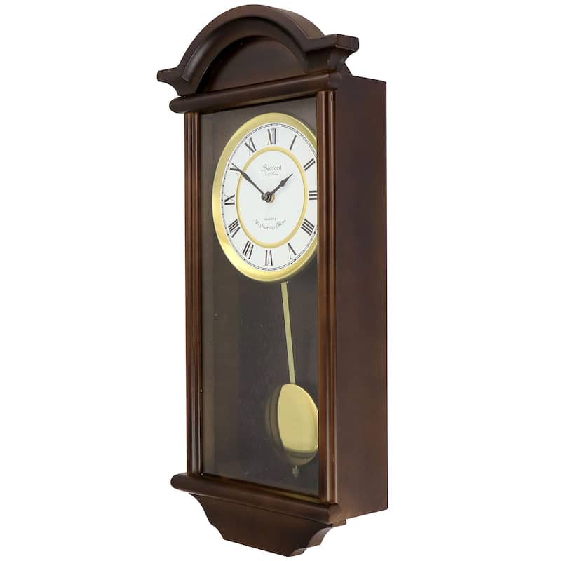 Bedford Clock Collection George 22In Chestnut Pendulum Wall Clock