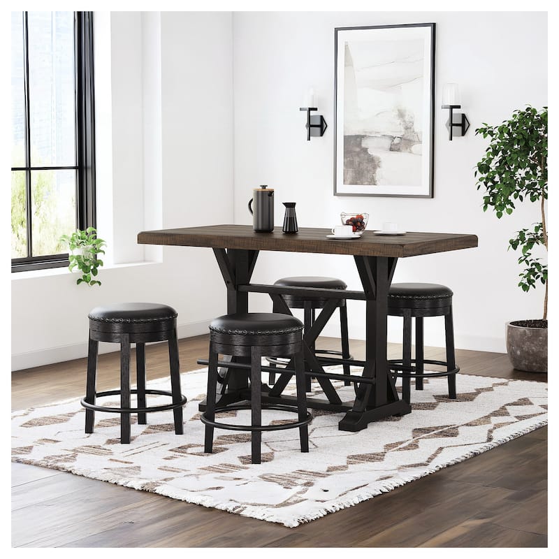 Signature Design by Ashley Valebeck Black/Brown Rectangular Dining Counter Table - 30"W x 60"D x 36"H