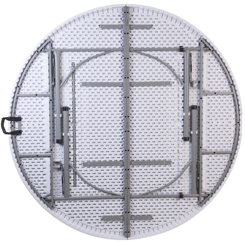 5.89-Foot Round Bi-Fold Plastic Banquet Folding Table with Handle
