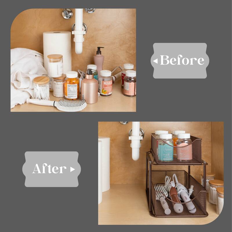 Sorbus Mesh Sliding Drawers Baskets (2 Tier)