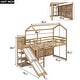 preview thumbnail 3 of 22, Twin Size Wood House Loft Bed with Slide, Storage Shelves, Light, and Climbing Ramp
