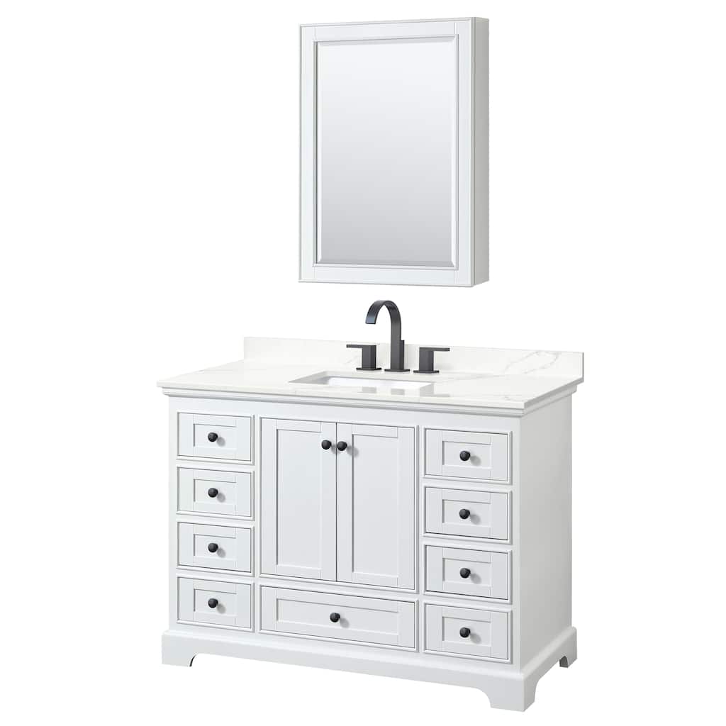 Deborah 48-inch Single Vanity, Quartz Top, Medicine Cabinet