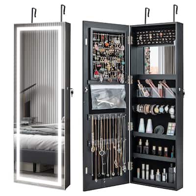 Costway Door Wall Mount Touch Screen LED Light Mirrored Jewelry - See Details