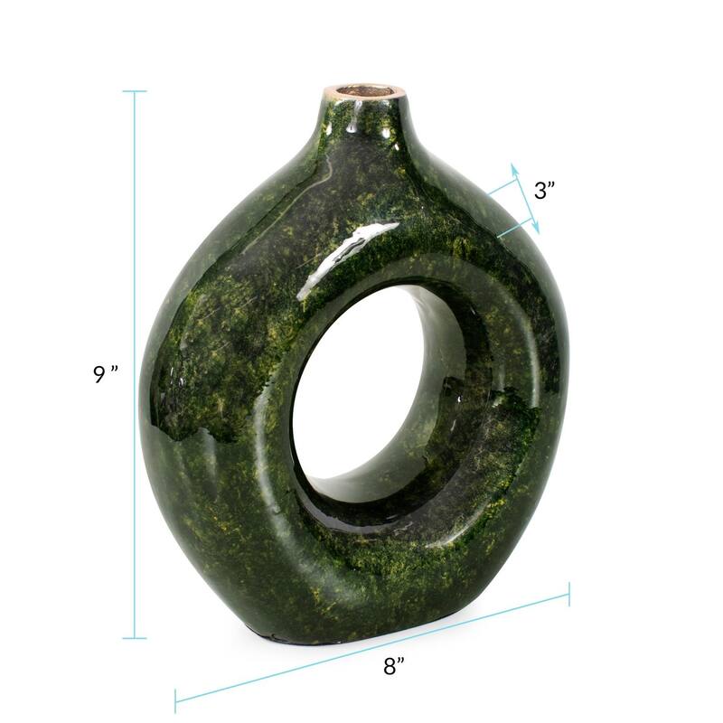 Renaldi Emerald Gold Round Vase- Medium