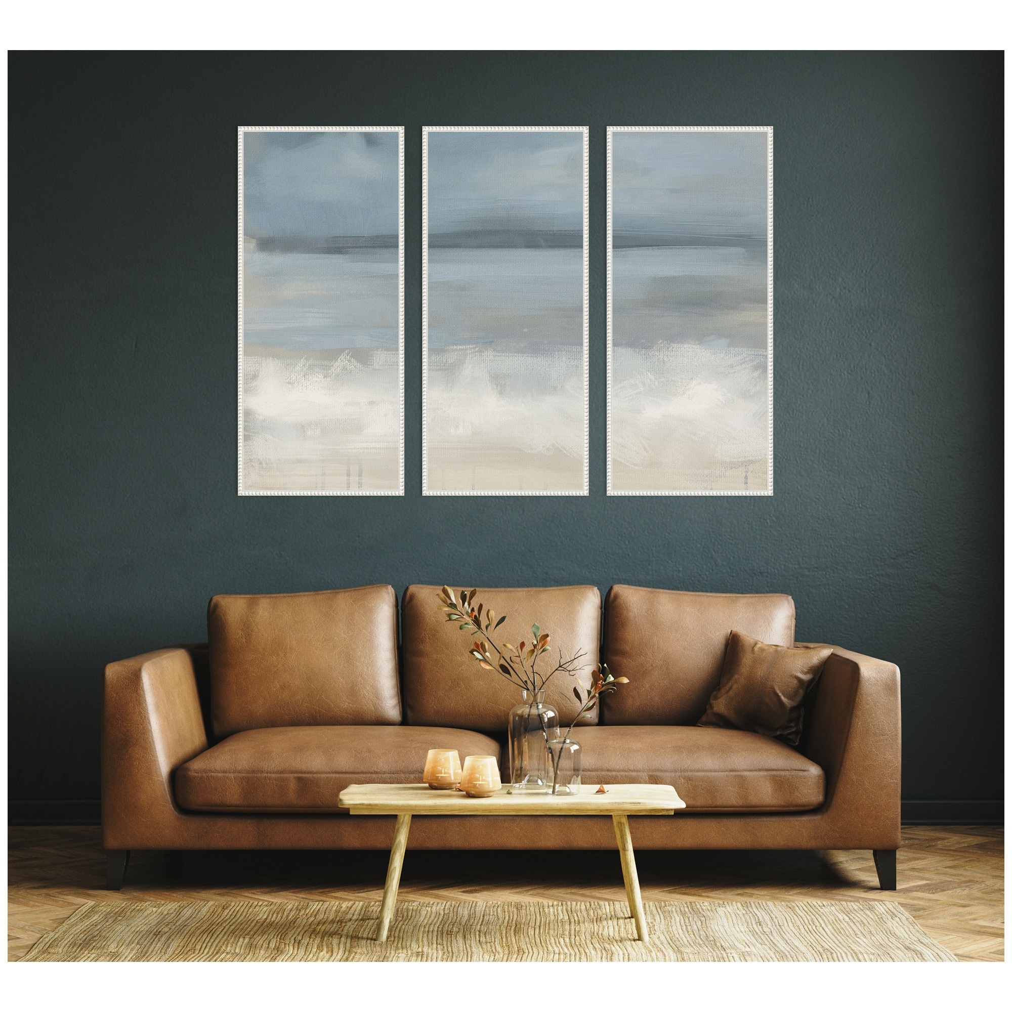 Kate and Laurel The Blues Panel 3 Piece Framed Canvas Wall Art Set by Mary Sparrow
