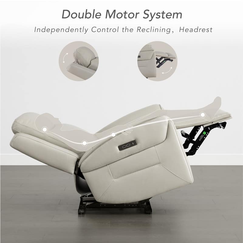 Spruce & Spring Dual Motors Genuine Leather Zero Gravity Recliner with Power Headrest