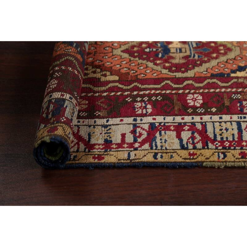 Pre-1900 Antique Vegetable Dye Oushak Turkish Wool Area Rug Handmade - 3'7" x 8'2"