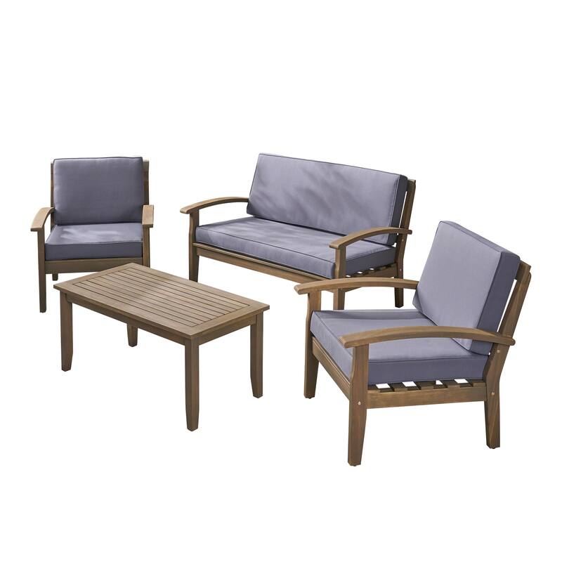 Peyton 4-piece Outdoor Wooden Chat Set by Christopher Knight Home