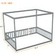 preview thumbnail 2 of 29, Full Size Canopy Frame Floor Bed with Fence,Guardrails