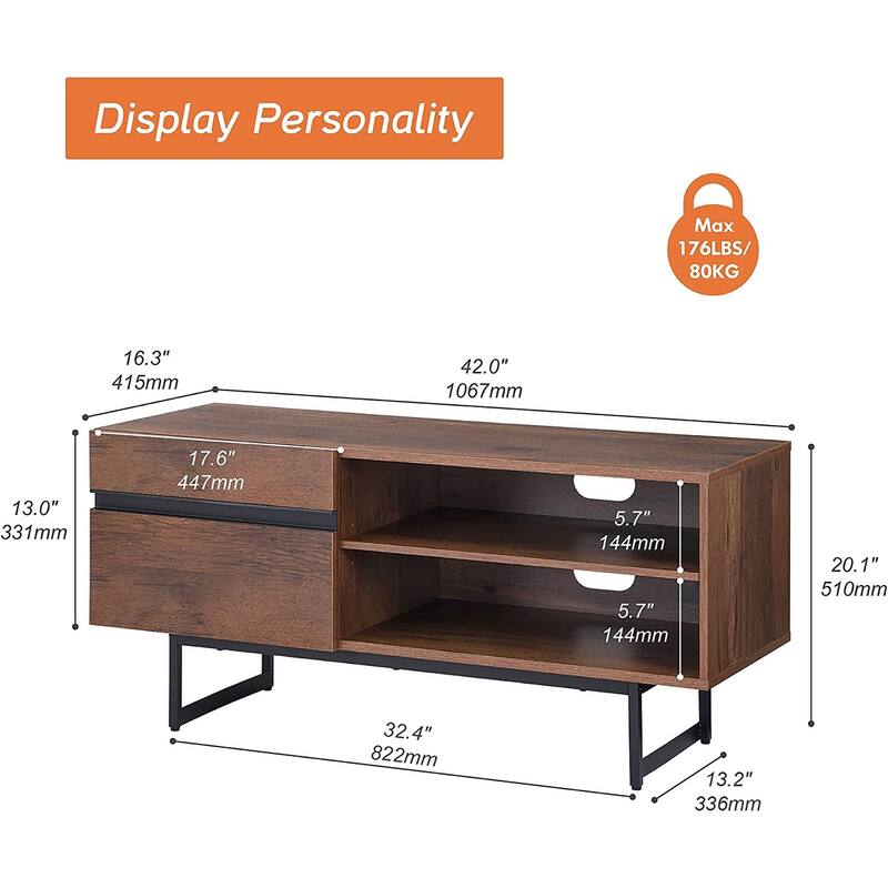 WAMPAT Modern TV Stand for up to 100 inch TV with Storage Cabinets